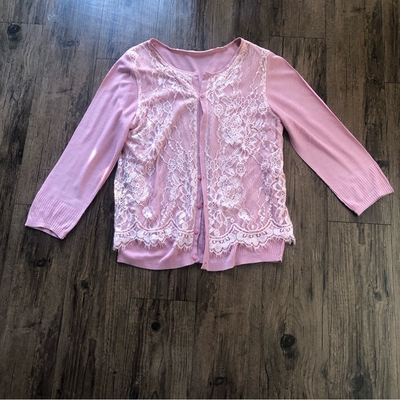 Women’s Pink 3/4 quarter sleeve sweater - Picture 3 of 7